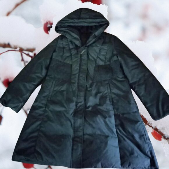 Tahari Black Quilted Hooded Winter Coat - Picture 2 of 8